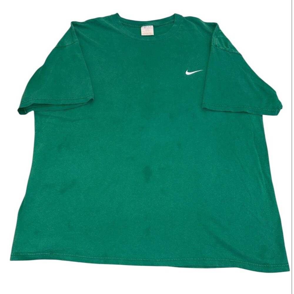 Vintage Nike Tee T Shirt Men's XXL Green USA 90s Embroidered Swoosh Grunge Large
